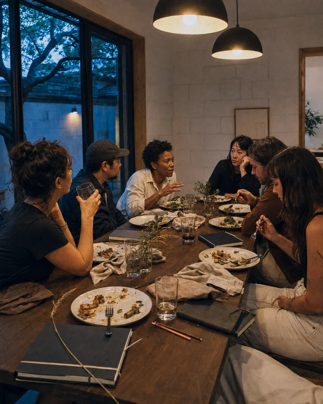 Writers gathered for an ATX Writing Club salon dinner